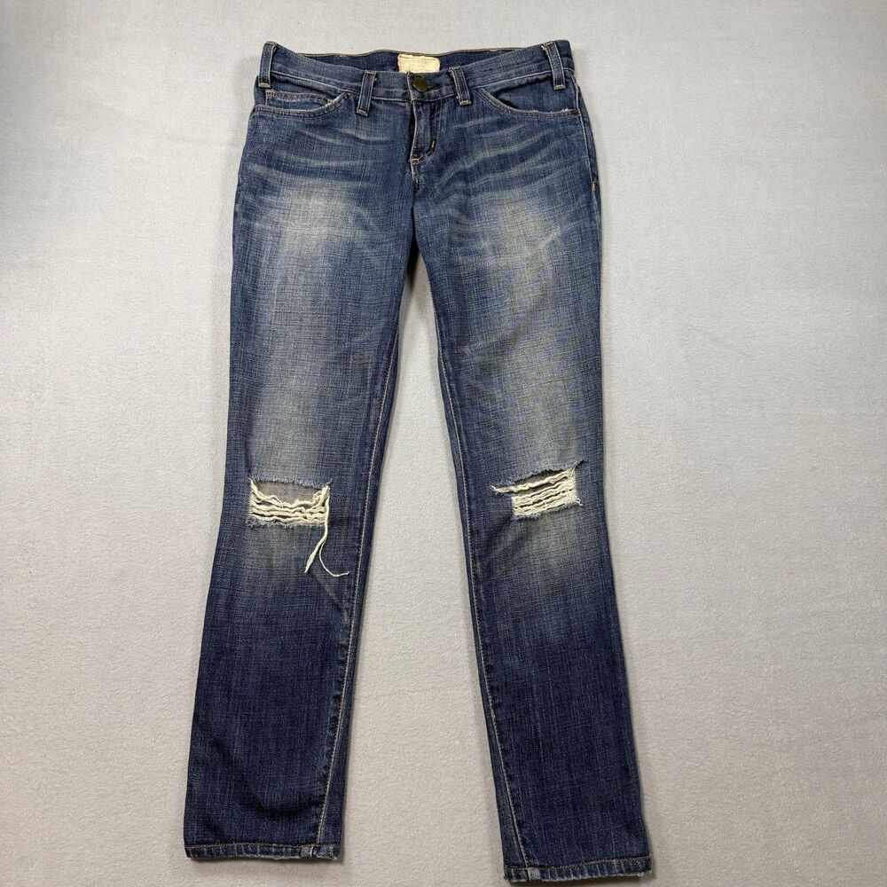 Current/Elliott The Skinny Jeans Size 0 Easy Love Destroy Distressed Low Rise
